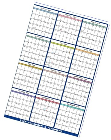 Jahreskalender 2026, Wandmontage, löschbar, Familien-Organizer, 59 x 88 cm, kreatives löschbares Design