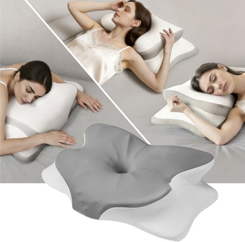 Kuisoe CuroSleep Seladi Airflow pro Kissen Orthopädisches Nackenkissen mit 2 Höhen & Memory Schaum, 6-Zonen-Stütze & Kühlbezug – gegen Nackenschmerzen & Schnarchen, (CertiPUR-US/Oeko-TEX 100) (Grau)