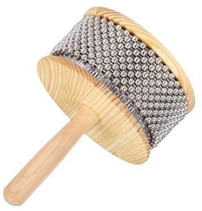 QUARKZMAN Holz Cabasa Percussion 5.3 Mit Metallperlen Holzfarbe | Musik Hand Shaker Musikinstrument, Für Band Musikunterricht Party Auftritt