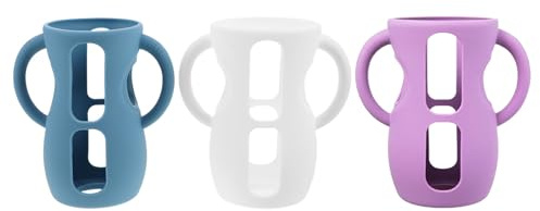 ZUNOXAZ 3pcs Silicone Bottle Sleeves Compatible with Baby Bottles Boy Girl Covers Handles Drop Protection for Glass