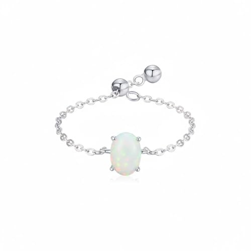 Wedding Rings, Verlobungsring Damen mit Opal Silber Platin 950 Größe 49 (15.6) Dankeschön Geschenke