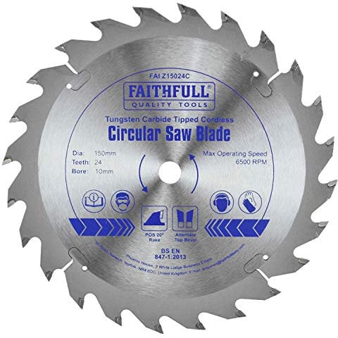 Faithfull FAIZ15024C TCT Cordless Trimsaw Blade 150mm x 10mm Bore x 24 Teeth