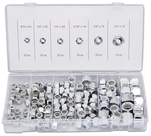 Neiko 50432A Nylon Lock Nut Assortment, 150 Piece