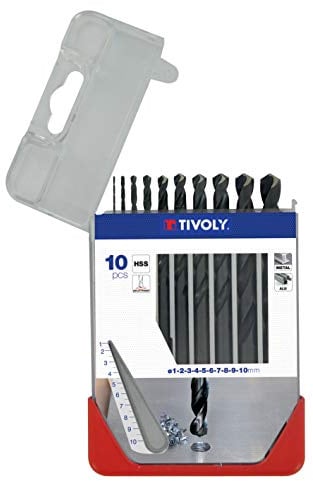 Tivoly Bohrer AP13 – Pack von 10 DIN 338 HSS Durchmesser von 1, 2, 3, 4, 5, 6, 7, 8, 9, 10 mm