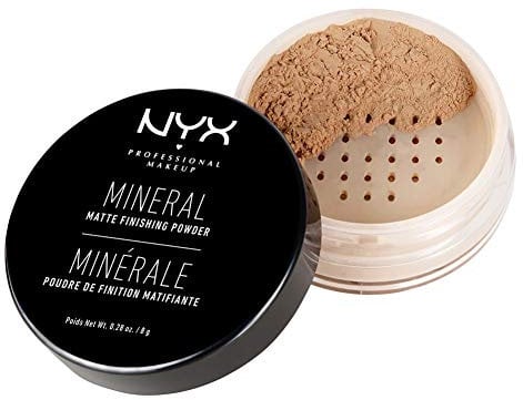 NYX Professional Makeup Mineral Finishing Powder, Loses Puder, Mattes Finish, Ölabsorbierend, Vegane Formel, Farbton: Medium/Dark