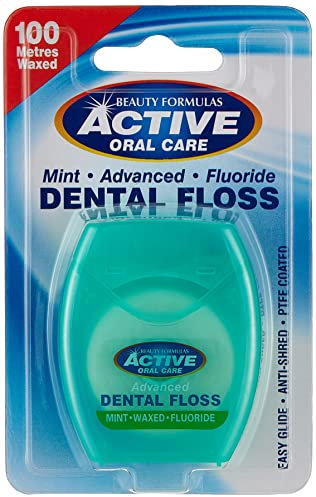 Beauty Formulas Active Oral Care Advanced Dental Floss - Filo interdentale con fluoro di cera alla menta, 100 m