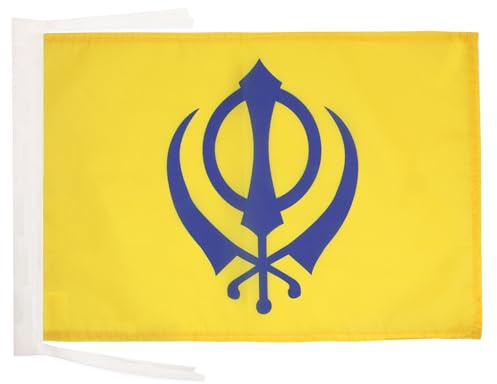 AZ FLAG Flagge Sikhismus 45x30 cm Sikhismus Polyester 100D Kordeln | Für innen und außen dekorative Flagge doppelte Nähte und verstärkte Kanten mit Schnüre 100D Polyester