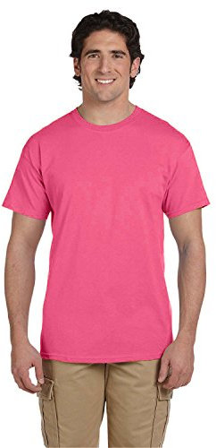 Fruit of the Loom Maglietta da adulto in cotone HD, 5 oz, bianca, 5XL, stile 3931, Rosa fluo, 3XL