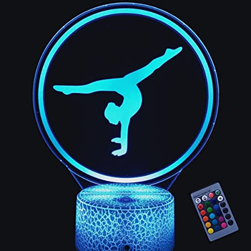 YTDZLTD Optische Täuschung 3D Gymnastik Nacht Licht 16 Farben Andern Sich Fernbedienung USB-Strom Touch Schalter Dekor Lampe LED Lampe Tisch Kinder Brithday weihnachten Geschenk