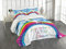 ABAKUHAUS Einhorn Tagesdecke Set, Einhorn Regenbogen-Fantasie, Set mit Kissenbezügen Waschbar, für Einselbetten 170 x 220 cm, Mehrfarbig Blau