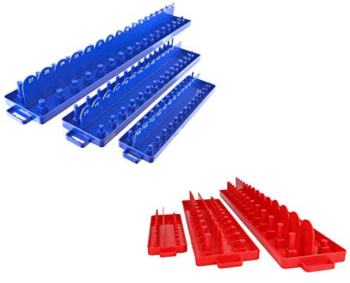 6pc Imperial AF SAE and Metric ABS Plastic Socket Holders 1/4 3/8 and 1/2 Dr