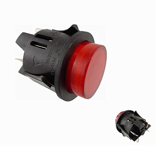 Interrupteur à pression encastrable Ø 25 mm 250 V 16 A éclairé rouge Fiche plate 6,3 mm (2)