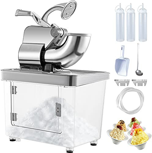 VEVOR Eiscrusher 3000W, Smoothie Maker Machine mit Eisspeicherkapazität 34 L, Silbriger Smoothie Mixer, Edelstahl Maschine mit Doppelschneidkopf und Ergonomischer Griff, für Milchshakes, Smoothies