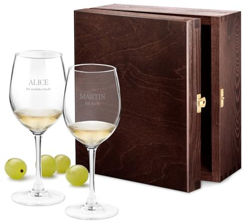 Maverton Weingläser mit Gravur für Paare 350 ml - 2er Wein Gläser Set - personalisierte Geschenke - Rotweingläser Weißweingläser - Hochzeitsgeschenk - Weihnachtsgeschenke - Hochzeitstag