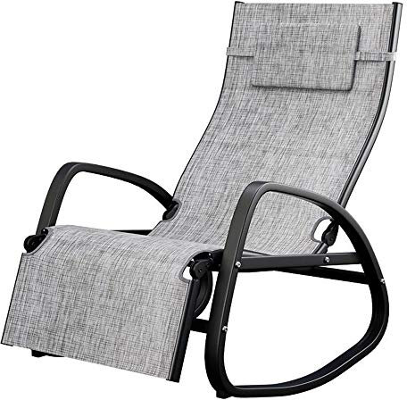 FUFU Deckchairs Schaukelstuhl Lounge Chair Liege Freizeit Faule Freizeitsitz mit Verstellbarer Fußstütze, 94 * 64 * 108cm Klappbar