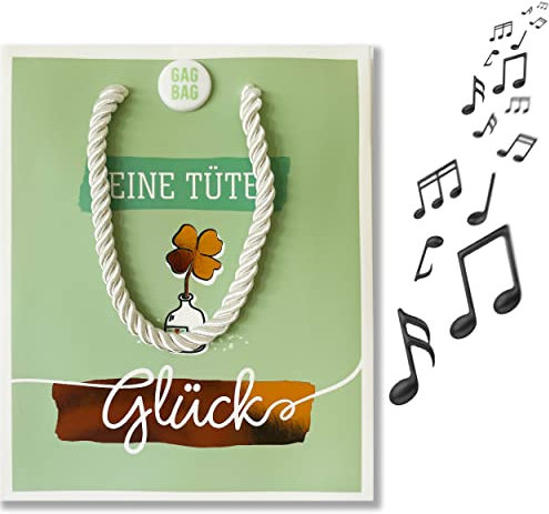 MUSIK-Geschenktüte Glück, beim ÖFFNEN der Tasche hört man den Song HAPPY, tolle Überraschung, GagBag von bentino 14 x 11 x 6cm