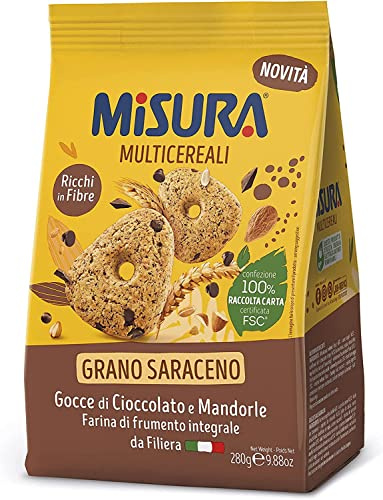 6x Misura Multigrain Grano Saraceno Vollkornkekse mit Schokoladentropfen und Mandeln 280g