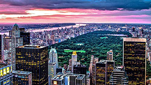 Magic Canvas Art - Bilder USA Central Park Amerika Leinwandbild 1- teilig Hochwertiger Kunstdruck modern Wandbilder Wanddekoration Design Wand Bild, Größe: 120 x 80 cm