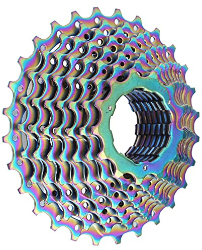 Bnineteenteam Fahrradkassette 10-Fach 11-28T, Chrom-Molybdän-Stahl Ritzelset für Rennrad – Galvanisierte Bunte Freilaufkassette mit hohlem Design