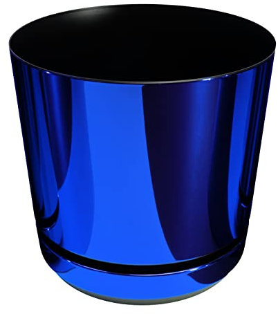 KORAD Blumentopf mit untersatzer - Muster 089 Glänzend Blau - 12 cm - Pflanzkübel aus Hochwertiger Kunststoff - Dekorativer Topf für Pflanzen