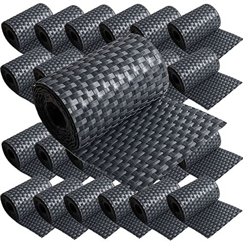 25 x Poly-Rattan Sichtschutzstreifen für Doppelstabzaun Doppelstab Matten Flechtzaun 19|255 cm Anthrazit