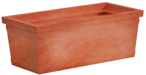 Decor Space Fioriera liscia rettangolare in resina per piante e fiori Made in Italy da esterno (80 cm, Terracotta)