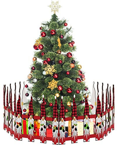 Blulu Weihnachtsbaum-Zaun, Party-Dekoration, Holz, Weihnachtsbaumtor, Barrieren, weißer Lattenzaun für Haustiere, Katzen, Hunde, Weihnachten, Lattenzaun für Urlaub, Heimdekoration, 30,5 cm (12 Zoll)