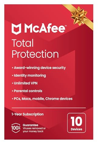 McAfee Total Protection 2023 | 10 Devices | Antivirus Internet Security Software | Unlimited VPN | 1 Year Subscription | By Post