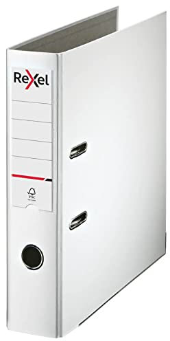 Rexel Lever Arch File Polypropylene ECO A4 75mm White Box 10 2115717x10 | 75mm Spine Width can Hold up to 500 A4 Sheets. Pack of 10.