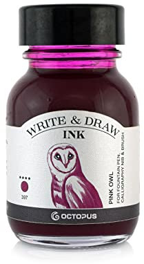 Octopus Write and Draw Ink 397 Pink Owl, wasserfeste Tinte zum Schreiben und Zeichnen, Kalligraphietinte, lichtechte Zeichentusche für Füllhalter, pink, 50 ml