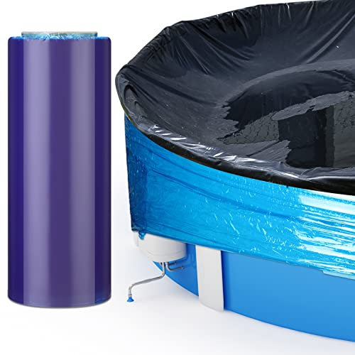 1150 Feet Winter Cover Seal for Above Ground Pools Windproof Stretchable Pool Wrap for Above Ground PE Winter Pool Cover Wrap to Keep Pool Clean in Fall and Winter, Blue