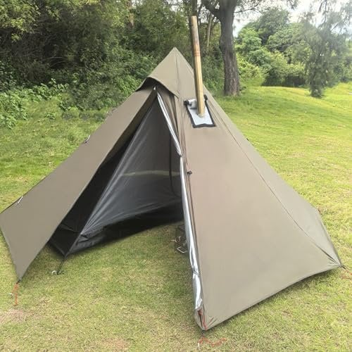 HIDEWALKER 1 Personas Tipi Ligeras Tienda de Campaña con Gato de Estufa Impermeable Caza Mochileros Senderismo 4 Estaciones Tienda de pirámide