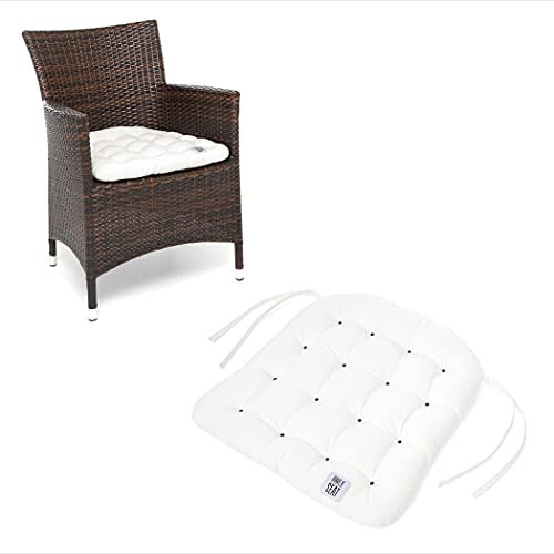 HAVE A SEAT Living - Stuhlkissen 48x46 cm (6 St.) - Rattanstuhl Sitzkissen Outdoor - Wetterfest, Waschbar bis 95°C, Orthopädisch - Made in Germany (6er Set - 48x46 cm, Weiß)