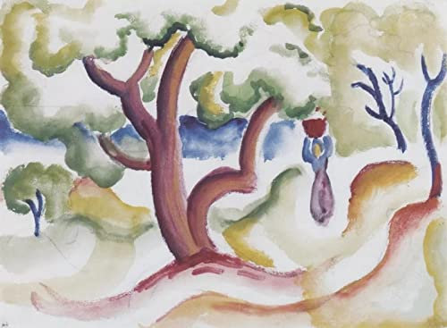DTAUPREB Malen nach Zahlen Kits für Erwachsene Frau mit Krug unter Bäumen August Macke DIY Leinwand Ölgemälde mit Pinsel Acryl