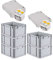 PROREGAL SuperSparSet 5x Eurobox NextGen Grip mit Scharnierdeckel und gelben Schiebeschnappverschlüssen, HxBxT 22x30x40cm, 20 L, Grau, Griffe geschlossen, Eurobehälter, Transportbox