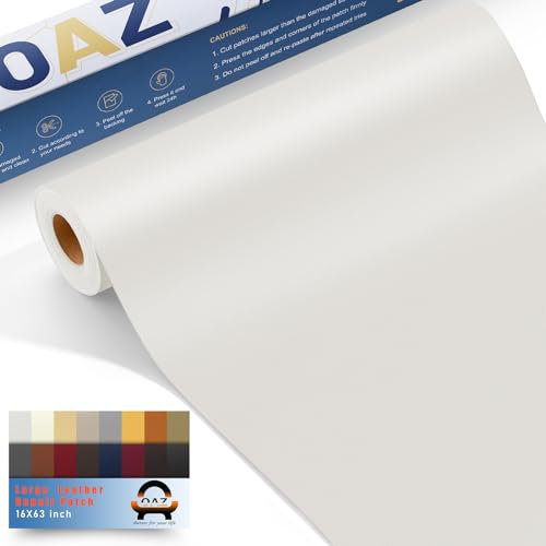 OAZ Leder Reparatur Patch, 40x160cm Selbstklebend für Möbel, Sofas, Autositze, Handtaschen, Jacken, Renovierung - Weiß