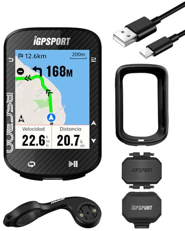 Conjunto iGPSPORT BSC300 Ciclocomputador de Bicicleta Computadora GPS de 2,4’’ Pantalla LCD en Color Carte de Navigation de Alto BLE5.0/Ant+, IPX7