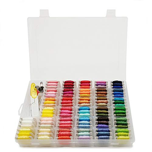 Peirich Boite de Rangement Broderie avec Fils Broderie - (Lot de 154) - Rangement pour Broderie Transparent - 110 Couleurs - Fil sur Bobine en Papier pour Bracelet & Atelier Créatif