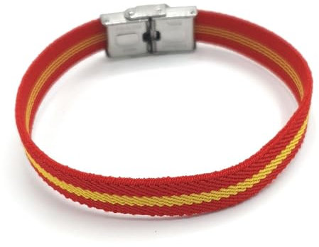 Pulsera bandera España - Nanaleja - Diseño duradero y cierre inoxidable - Pulsera España Elástica - hecha en España - Ideal para guardia Civil y Policía Nacional - Cinta bandera España elástica