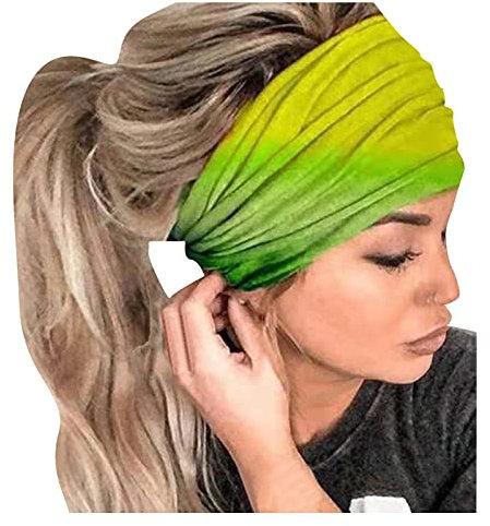 Bandwickelprint-Headband Women Bandana Headband mit elastischem Haarband Kühlstirnband (Green, One Size)