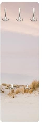 Bilderwelten Garderobe Strand 105cm x 34cm 3D-Optik Modern Rosa Garderobenhaken Garderobenpaneel Flurgarderobe Flur-Möbel Wandgarderobe Holz Küche