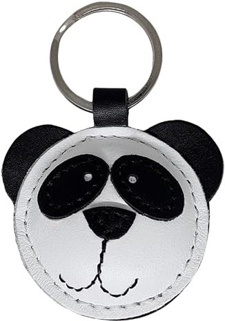 E&A Home Panda Schlüsselanhänger aus hochwertigem Echtleder, Made in EU,Geschenk für Kinder Schulanfang Abitur Glücksbringer Talisman Handarbeit (Panda, 1)