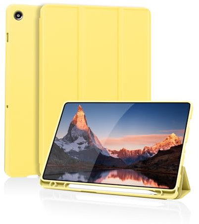 Case for Samsung Galaxy Tab A9 Plus Tablet Case with Pencil Holder, Slim Smart Protective with Soft TPU Back, Auto Sleep/Wake Cover for Samsung Galaxy Tab A9+ 11 (Yellow)