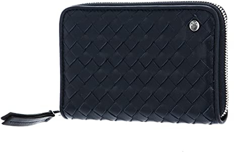 Abro Leather Piuma Weaving Zip Wallet Navy
