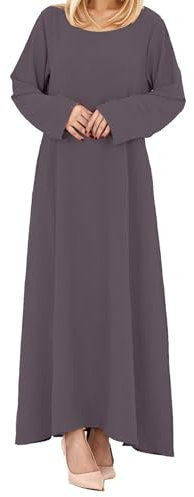 Muslimischer Abaya-Damenschal mit langen Ärmeln, arabisches Dubai, Abaya, moderner Mittelgebetsgürtel, langes Kleid, Hijab-Schals für Frauen (Dunkelgrau, L)