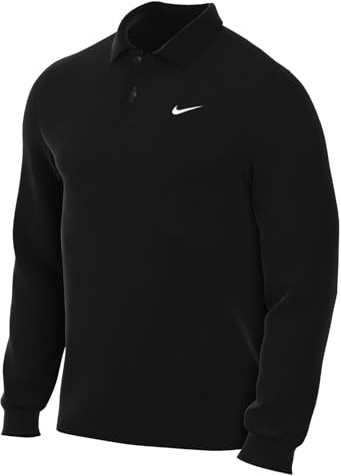 Nike M NK DF VCTRY Solid LS Polo Golf ShirtMen, Black/White, CH