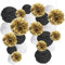 24er Gold Deko Seidenpapier Pompons, Dekorpapier Blumenpuscheln Papier, Rosetten, Papierfächer. Dekoration Geburtstag, Silvester Party –24Stk–