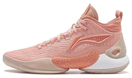 Li-Ning YU Shuai Series Chaussures de Basketball Professionnelles avec Doublure en Mousse amortissante pour Homme, Orange - Rose, 41 2/3 EU