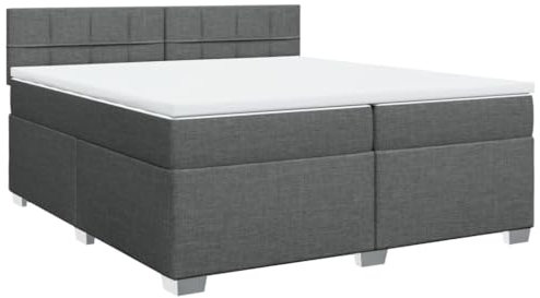 vidaXL Boxspringbett, Polsterbett Bett mit Matratze Kopfteil, Bettgestell mit Lattenrost, Doppelbett für Schlafzimmer, Dunkelgrau 200x200cm Stoff