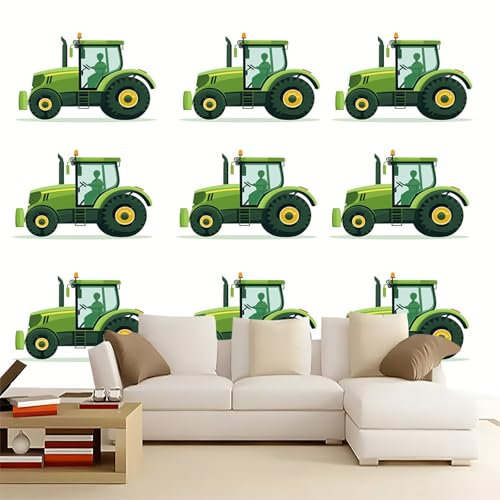 Weiß GrüN Fototapete Abbildung Traktor Vlies-Tapete 250 x 175 cm für Wohnzimmer, Schlafzimmer, Kinderzimmer, Panorama Fototapete Wandaufkleber Wanddekoration